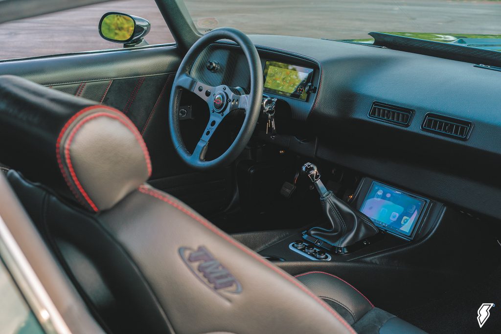 interior inside a custom 1974 Chevy Camaro