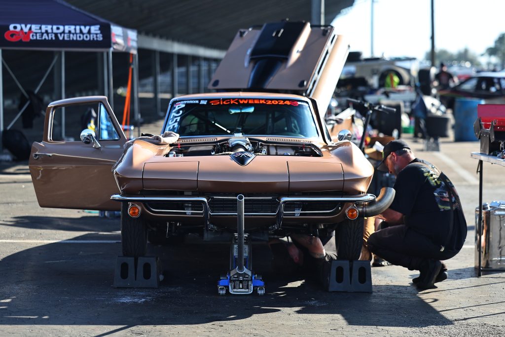 C2 Corvette Sting Ray in pits at drag race