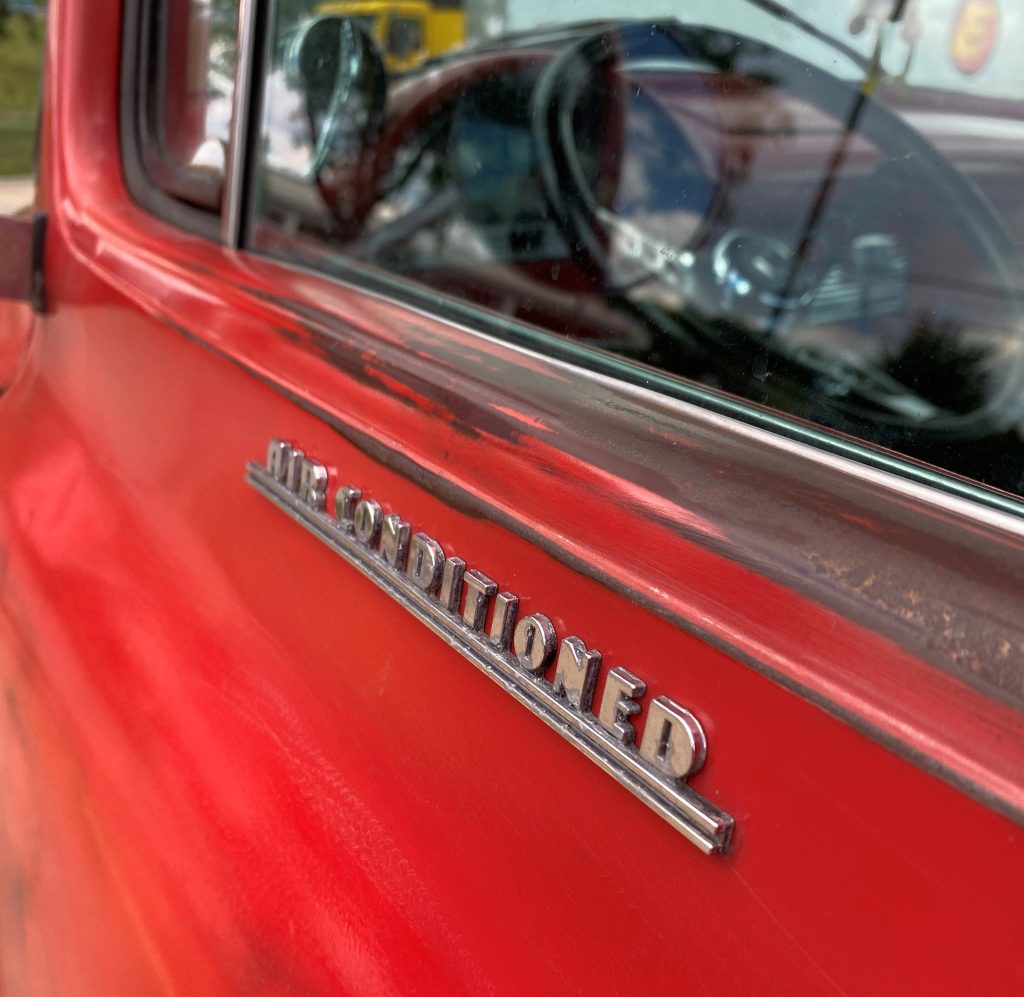 air conditioned badge on a 1956 ford f-100