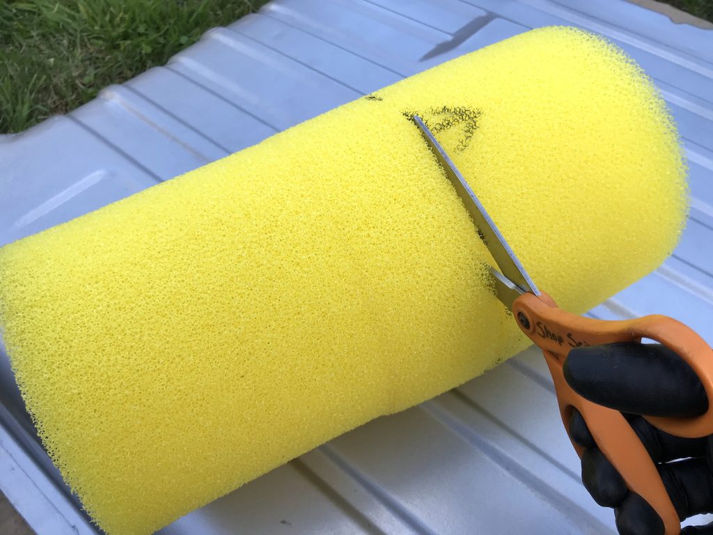 trimming fuel pump baffle foam down to size