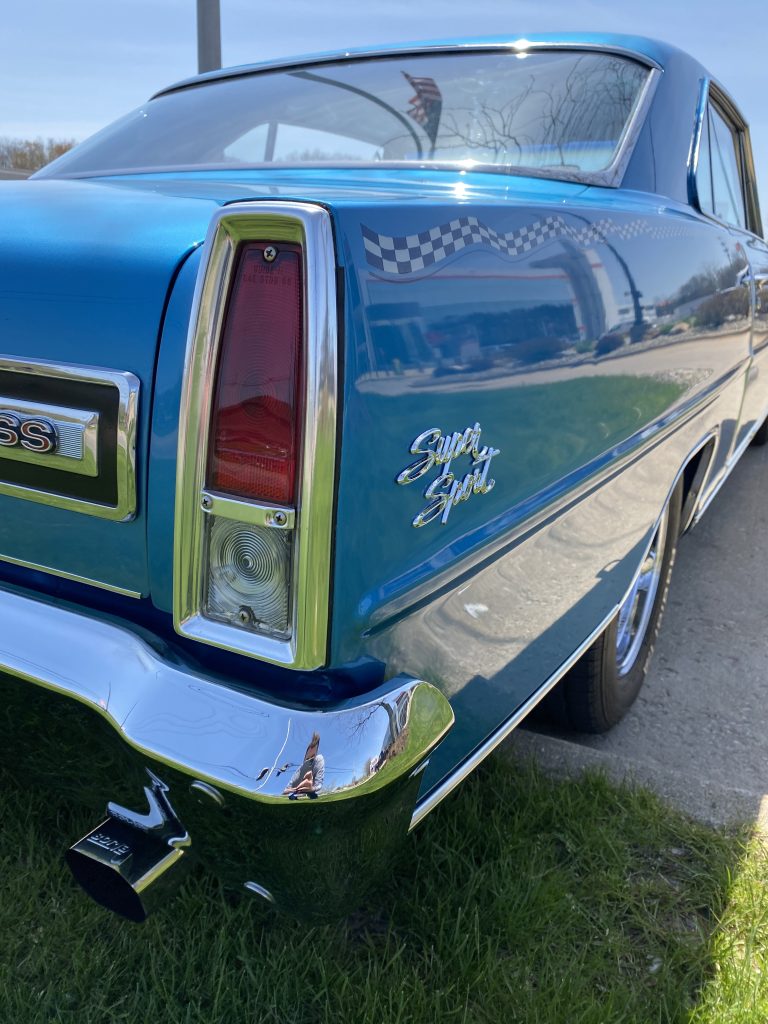 close up of rear taillight on a 1967 chevy nova ss