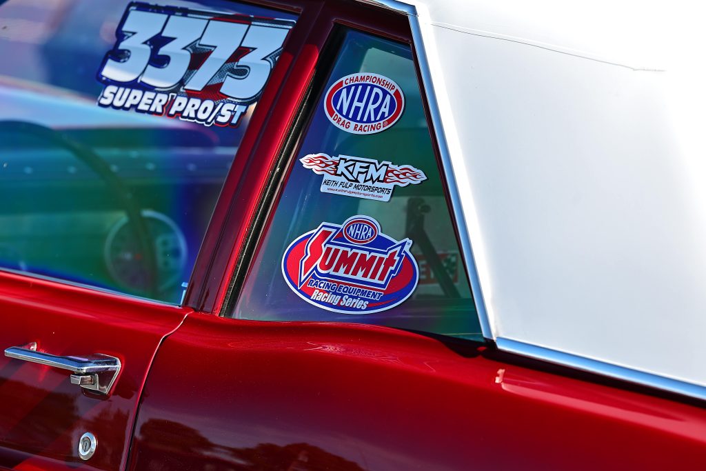 Summit Sticker on NHRA Drag Car Window