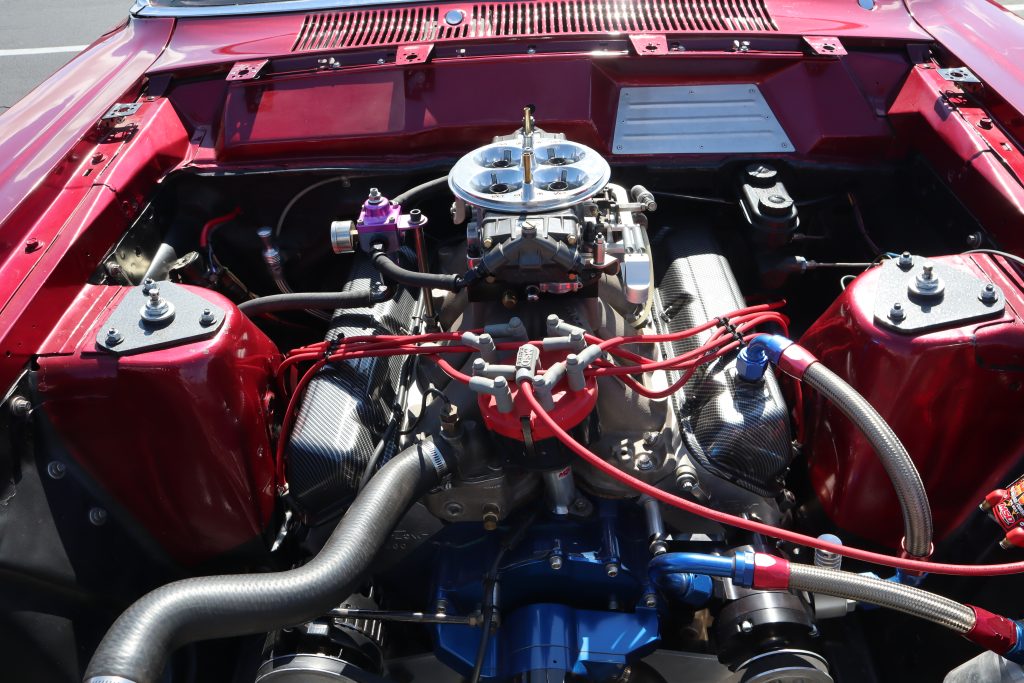 race engine in a 1967 Ford Fairlane drag car