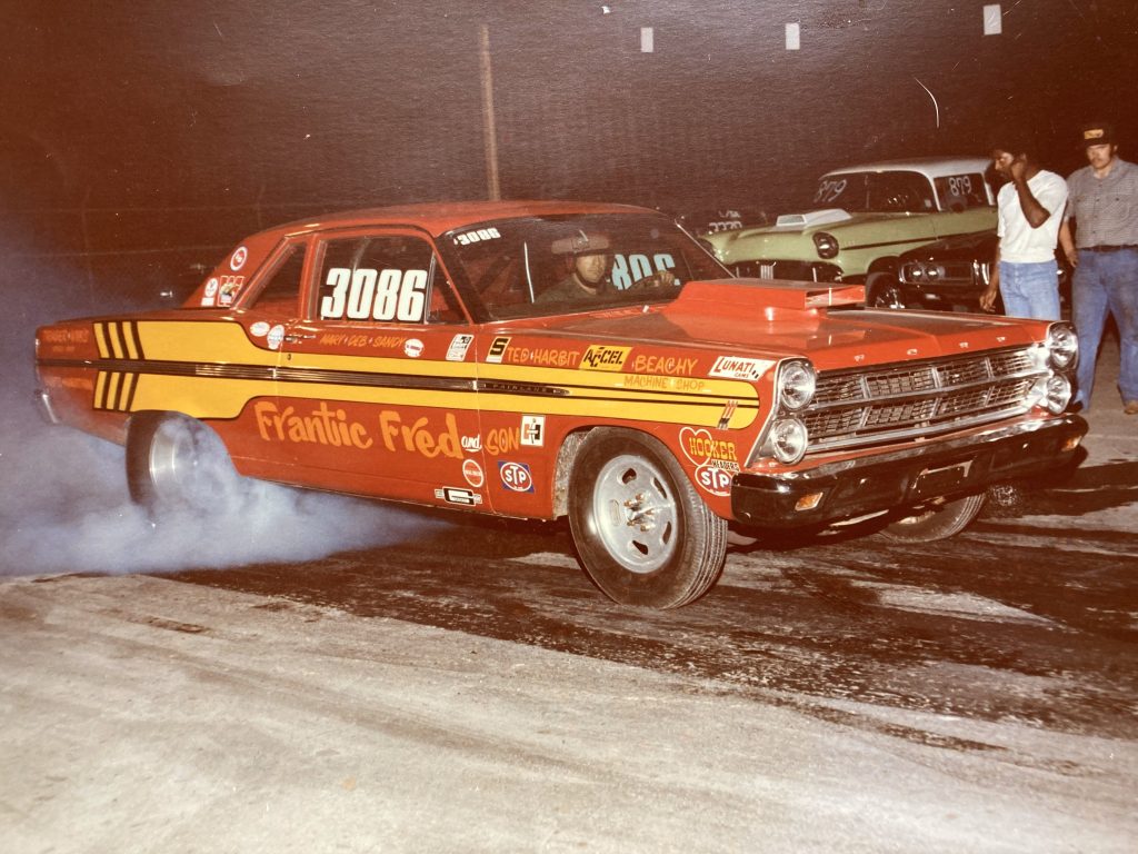vintage photo of a 1967 Ford Fairlane drag car