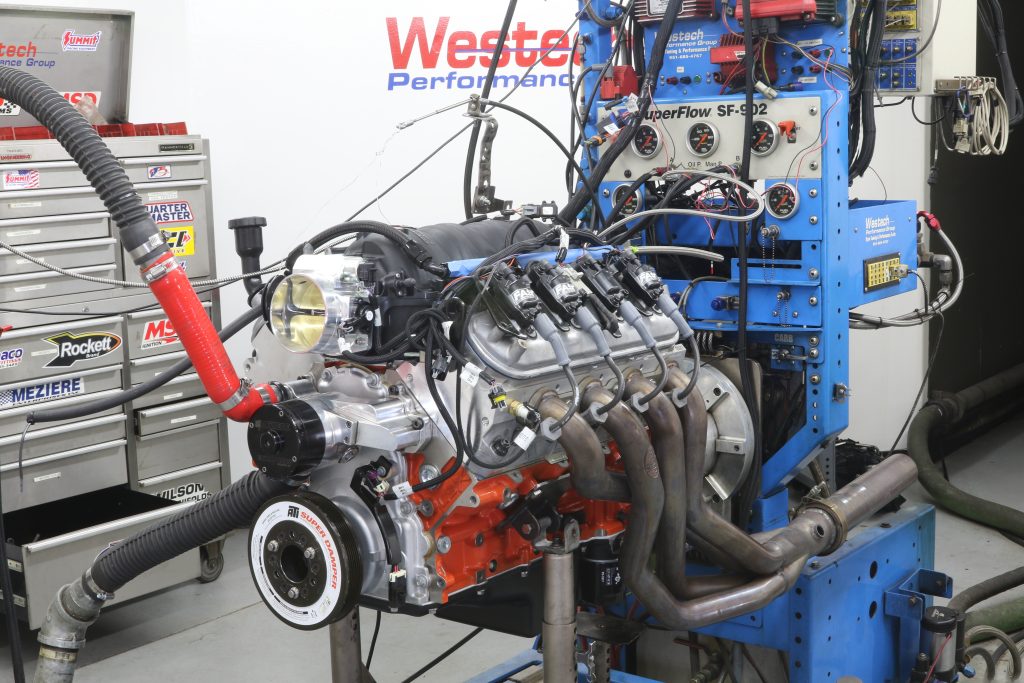 ls engine during a dyno test pull