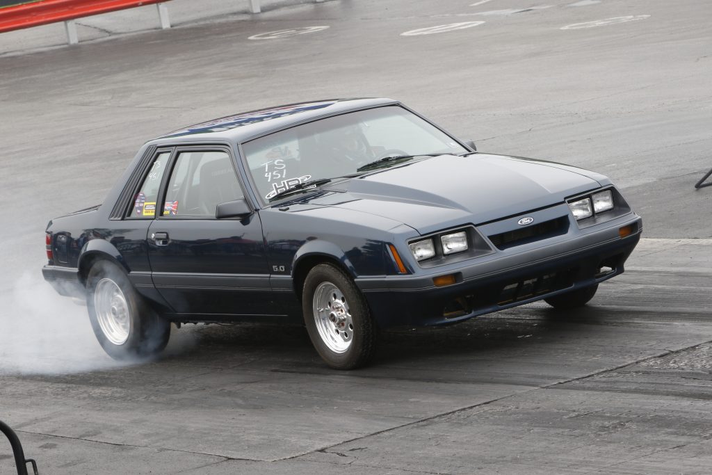 Foxbody mustang doing a burnout