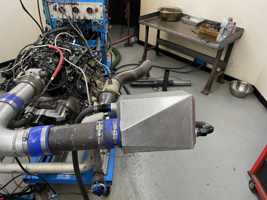 water-to-air intercooler on an ls dyno test