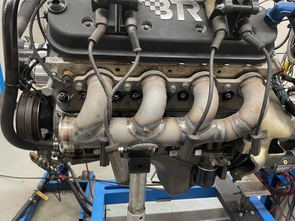 fabricated ls turbo exhaust manifold.