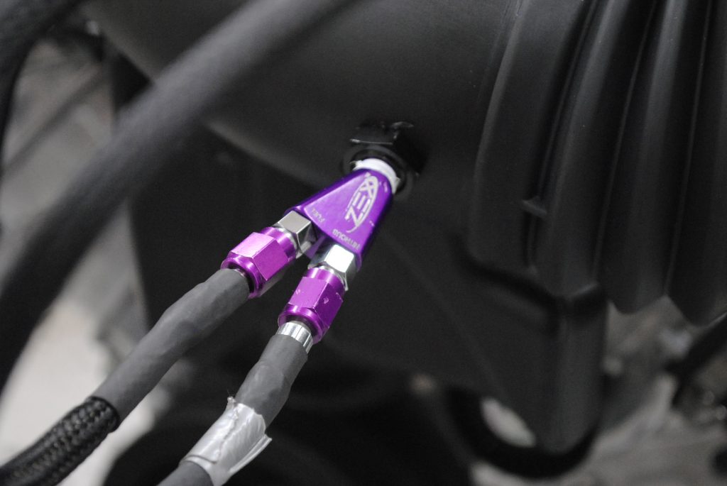 zex nitrous Y-fitting installed in intake tube