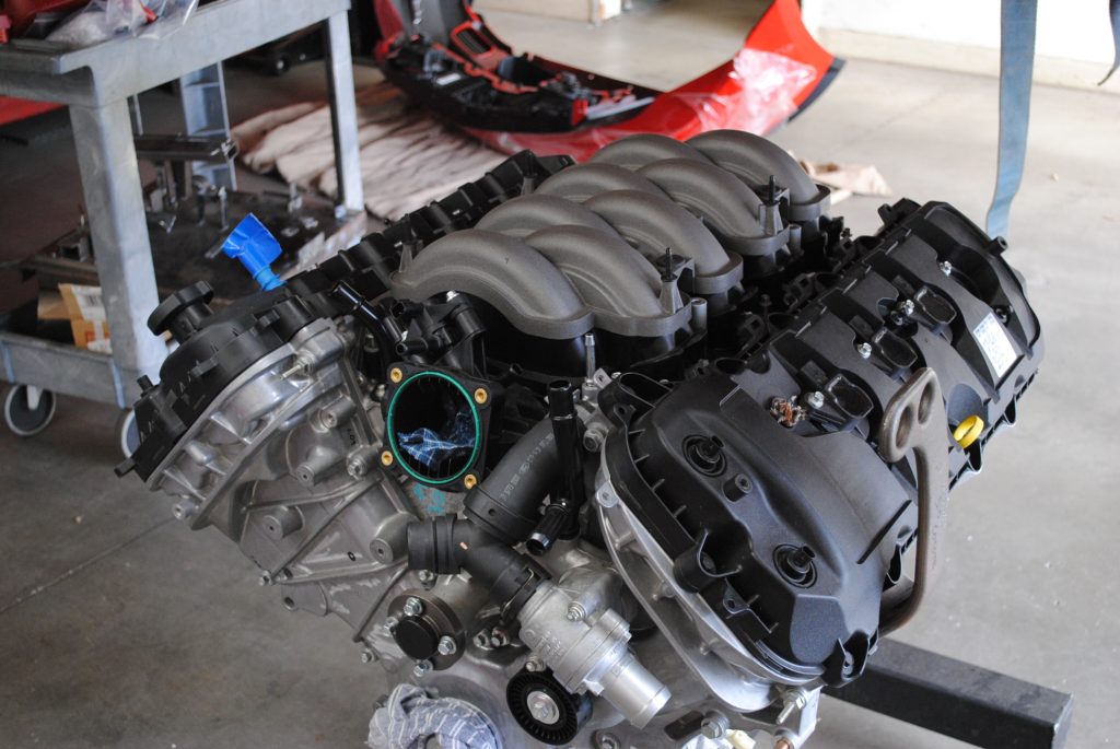 5.0L coyote v8 on an engine stand