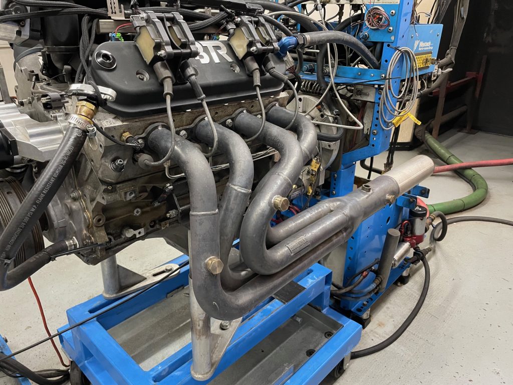 headers on an ls engine during dyno test