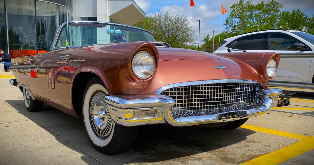 Front grille of a 1957 Bronze Ford Thunderbird