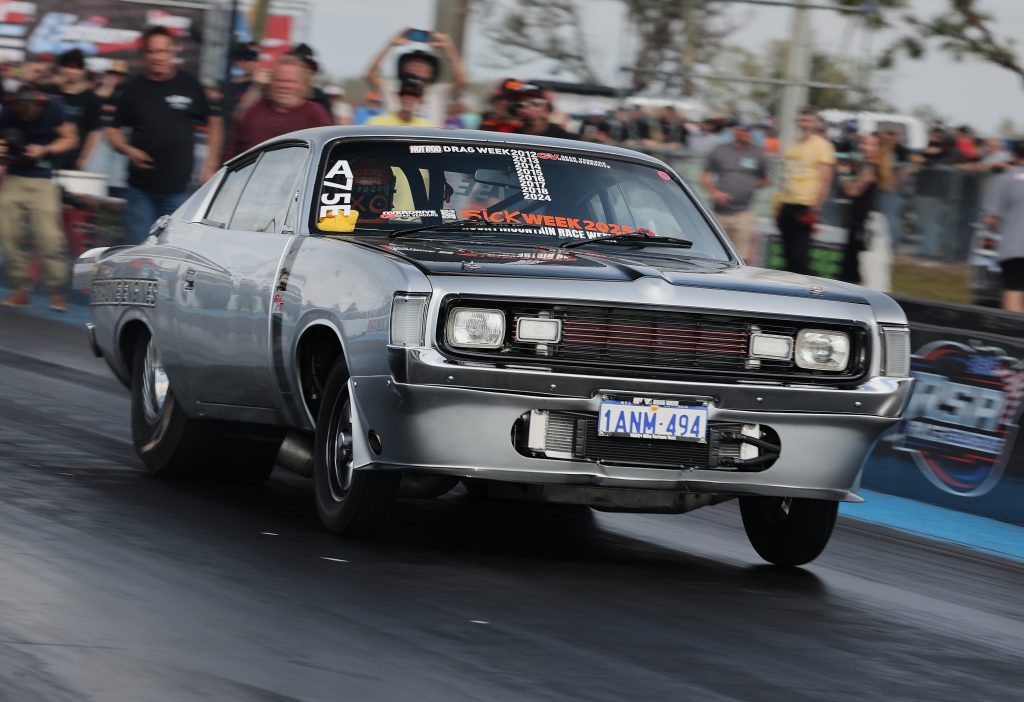 drag car launching at track