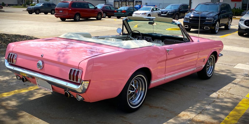 Playmate Pink 1966 Ford Mustang Convertible, rear