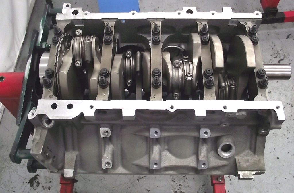 crankshaft in an engine block