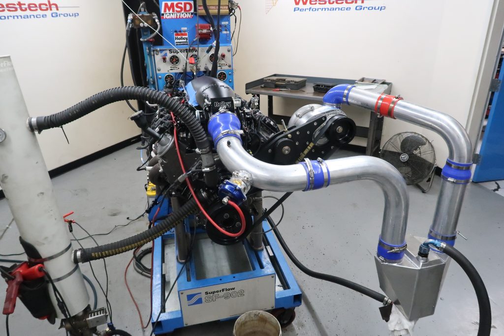 supercharged ls engine on a dyno test run