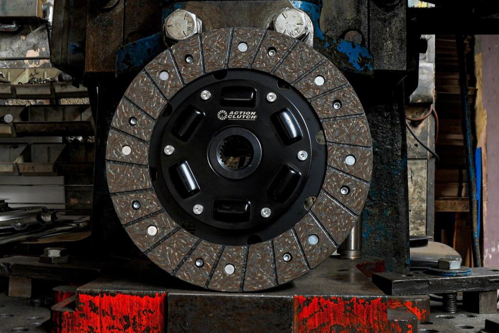 action clutch disc on a workbench