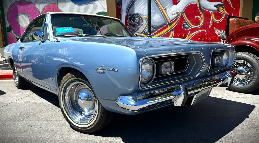 front quarter shot of a second gen plymouth barracuda