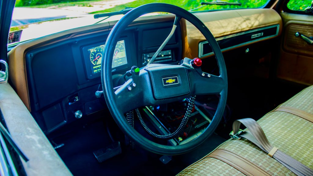 interior of a custom LS powered Chevy Squarebody truck