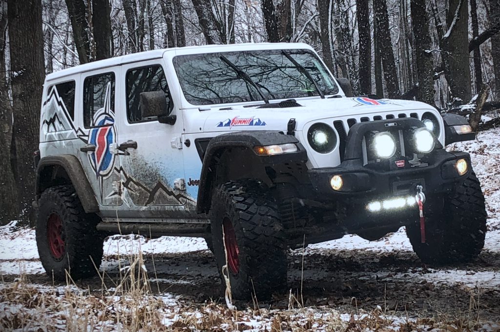 summit racing jeep wrangler in snow