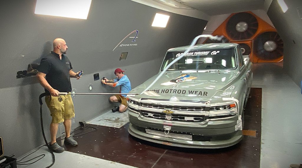 NASCAR truck in wind tunnel test
