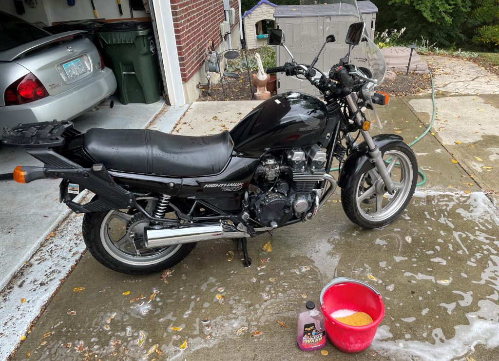 motorcycle getting washed