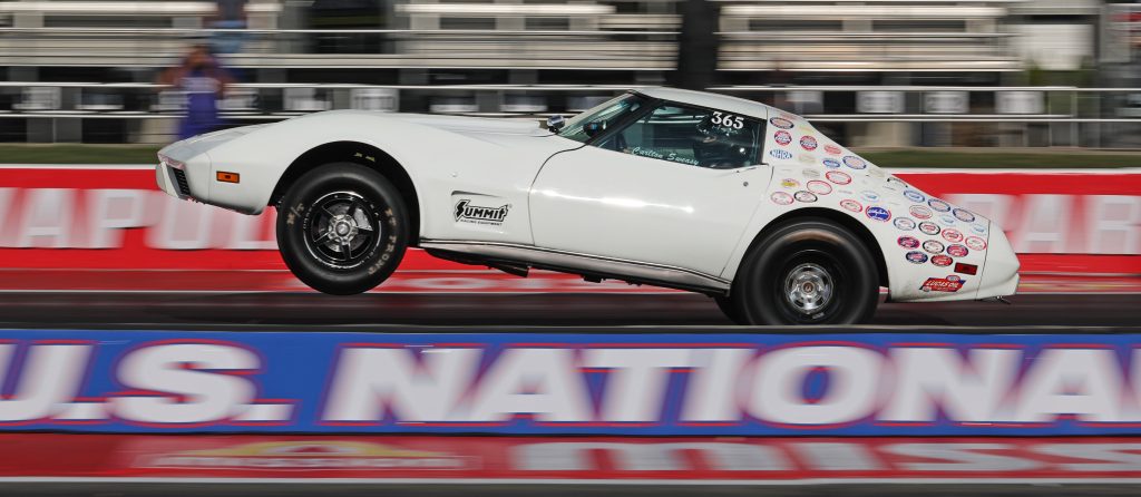 C3 Corvette Stingray doing wheelstand during launch at track