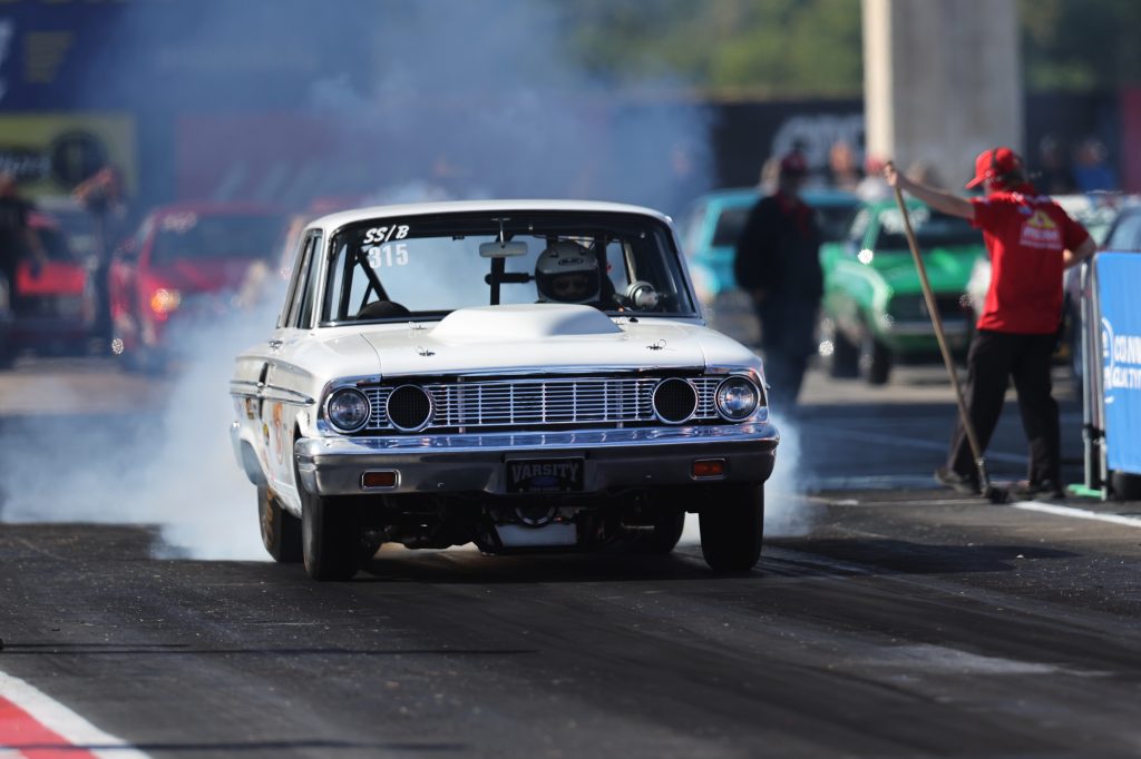 Ford thunderbolt doing burnout at track