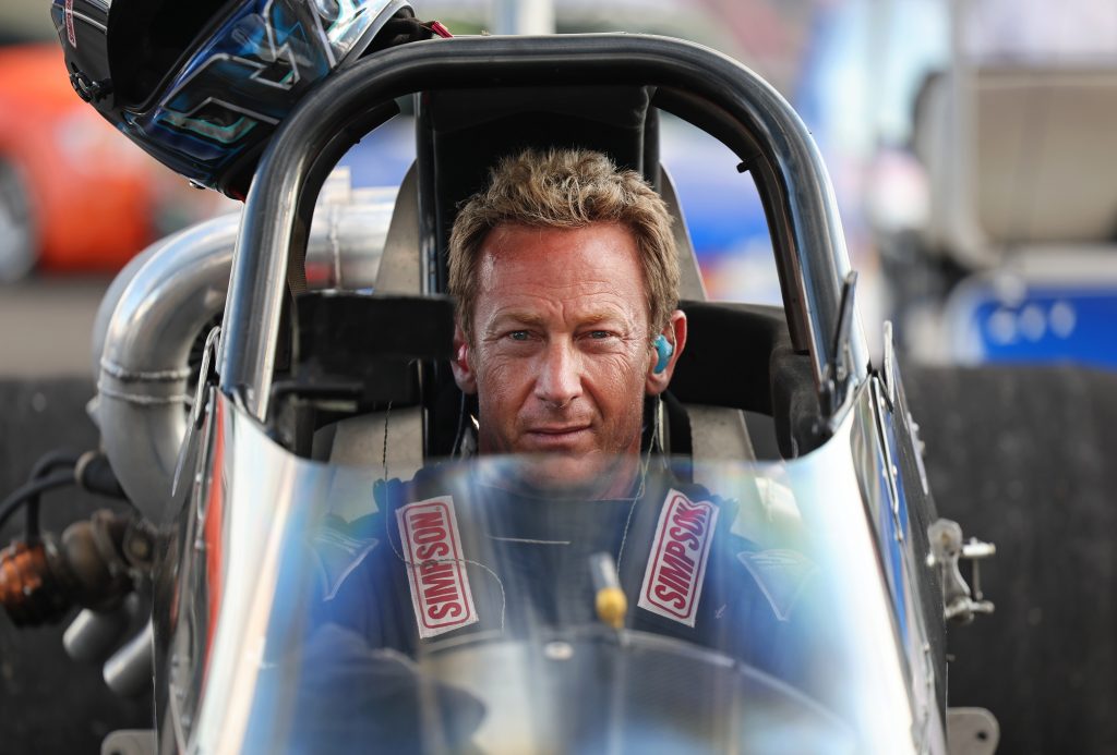 Bruno Massel in a dragster