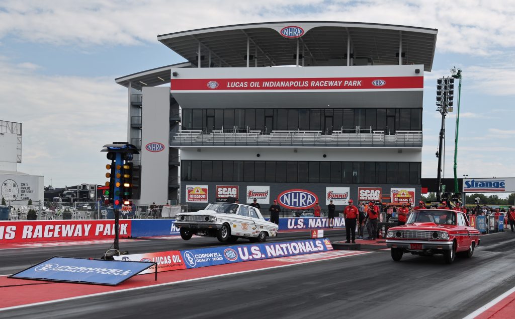 view of new wally parks pressbox at NHRA Drag Race