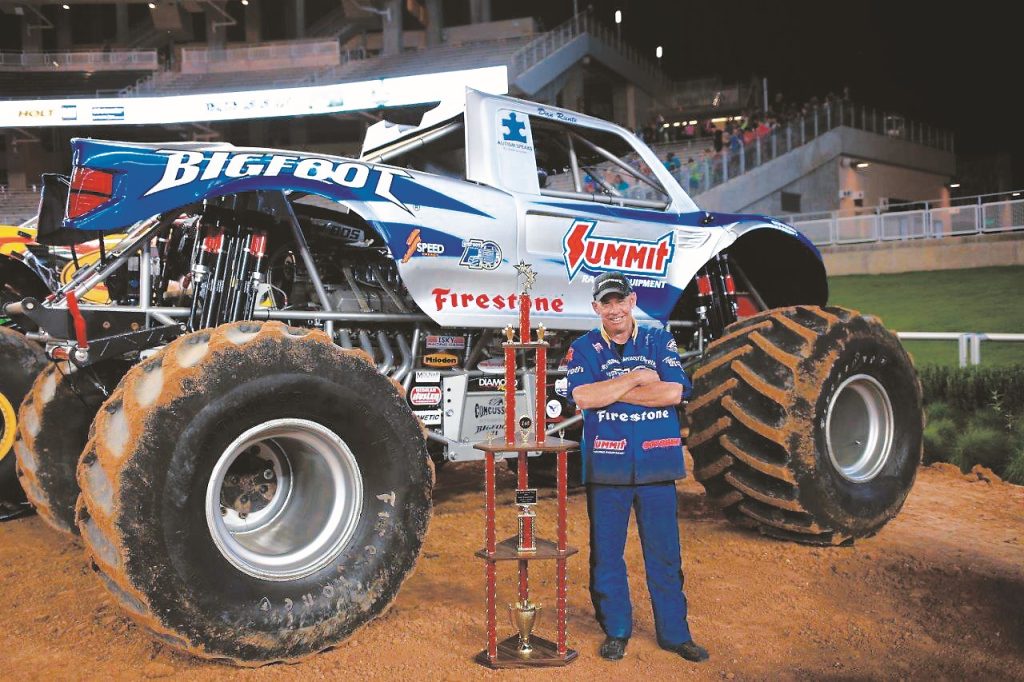 dan runte with bigfoot monster truck & trophy