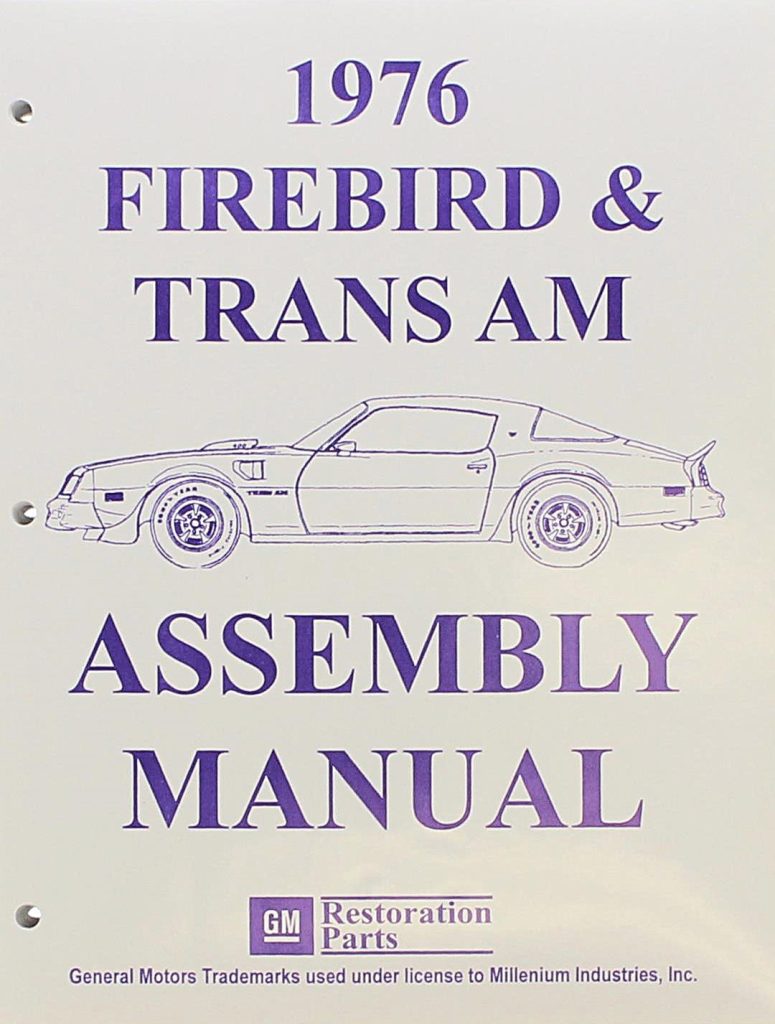 pontiac firebird trans am factory service manual cover
