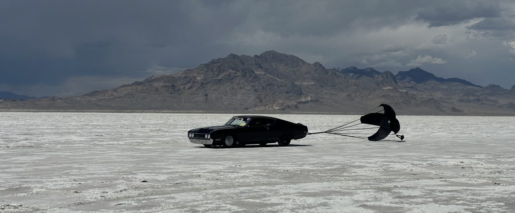 1969 Mercury Cyclone Spoiler II with chute deployed