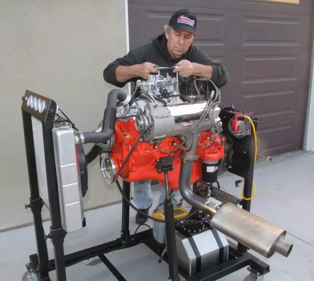 Jeff Smith 283 CID small block Chevy on engine test stand