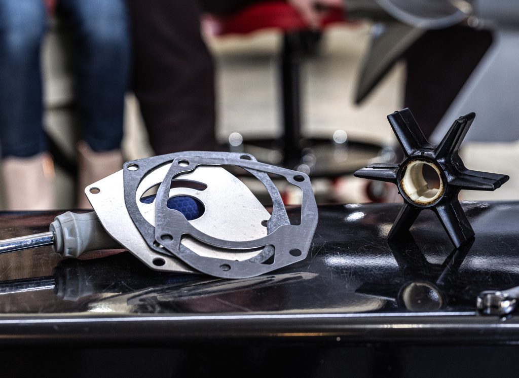 Quicksilver impeller & gaskets on a table