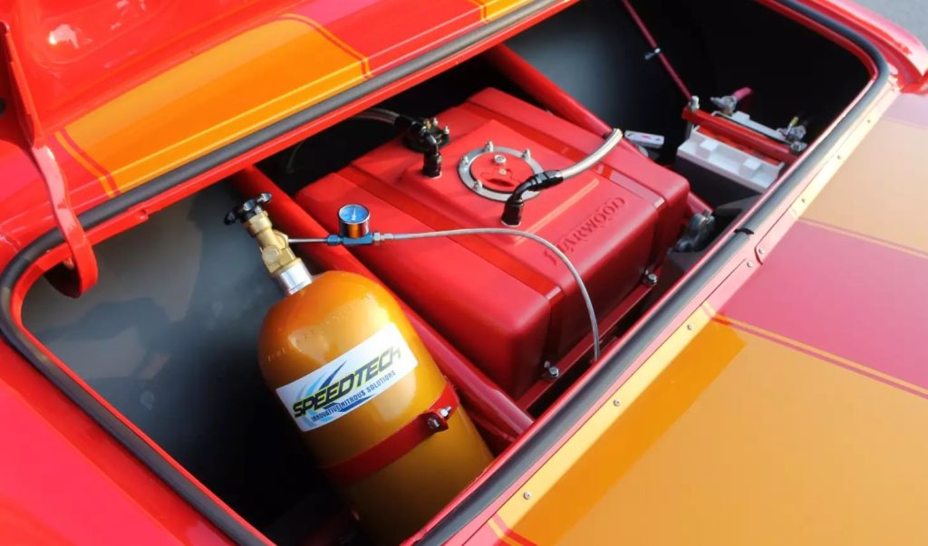 nitrous tank in rear of a vehicle
