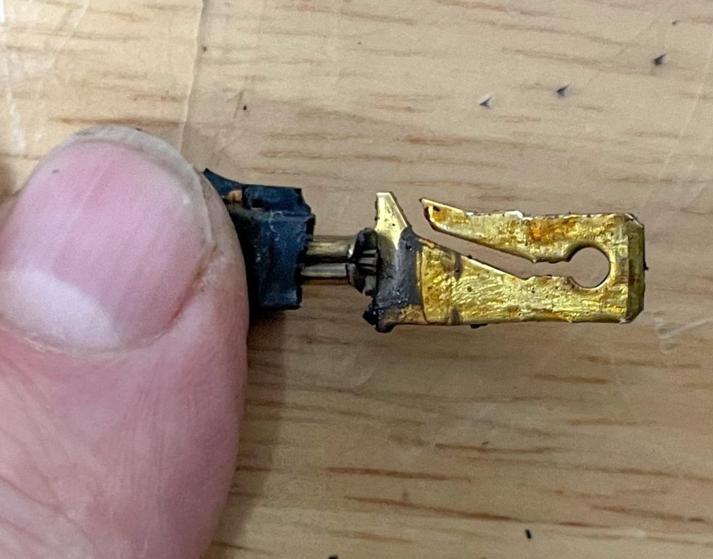 Terminal removed from 1971 Corvette firewall connector