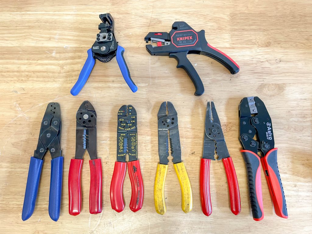 Wire stripping and crimping tools
