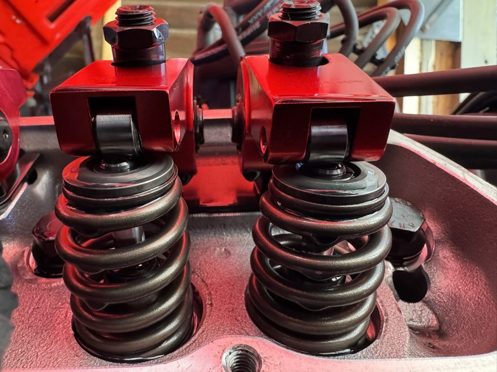 close up of valve springs under rocker arms