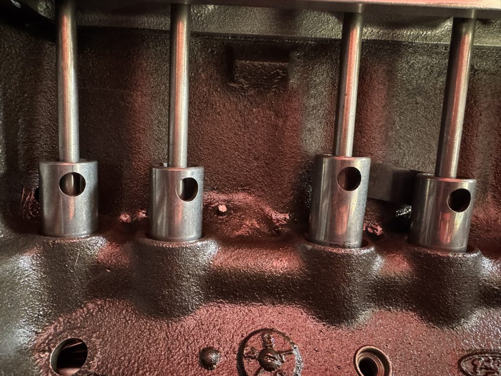 pushrods and lifters in an engine valley
