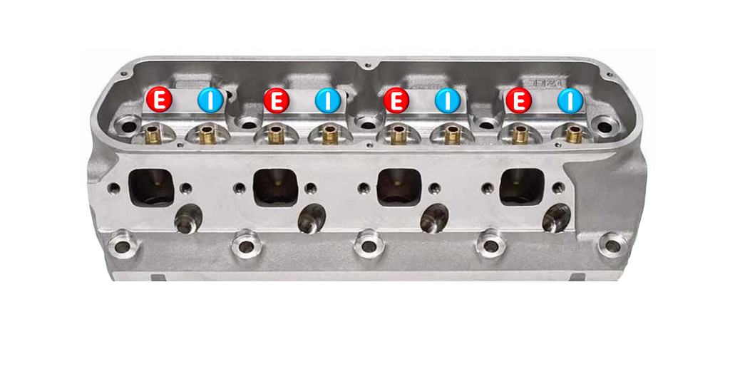 intake & exhaust valve indicator on a cylinder head