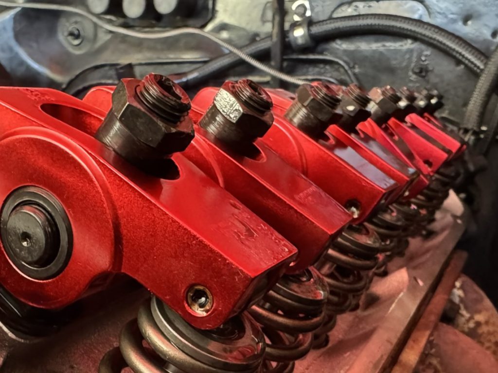 row of rocker arms in a cylinder head