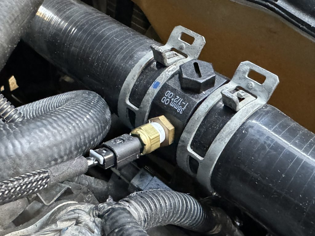 inline temp sensor fitting installed