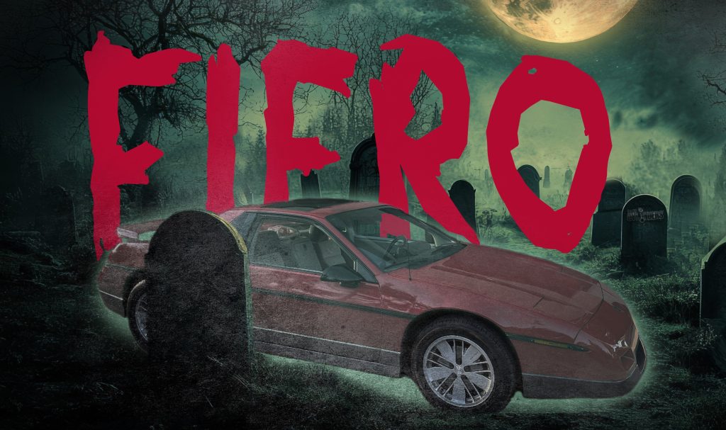 haunted Fiero in a graveyard