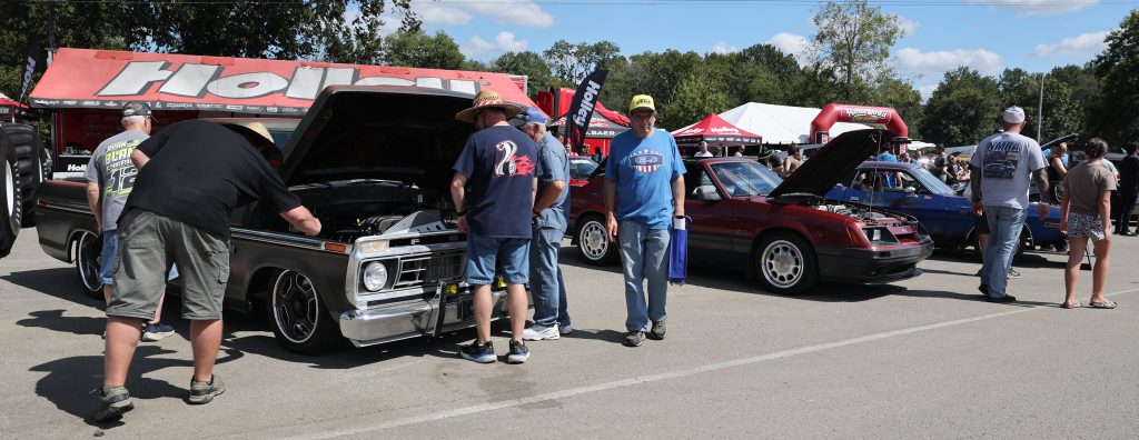 row of cars at holley ford fest car show