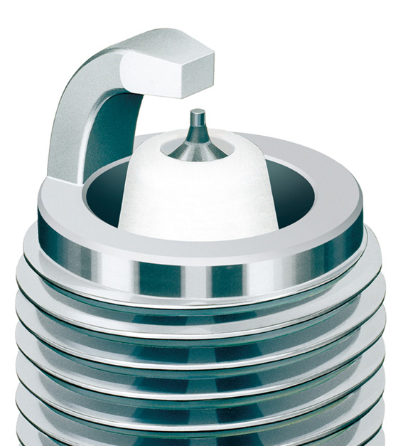 close up of a spark plug electrode tip
