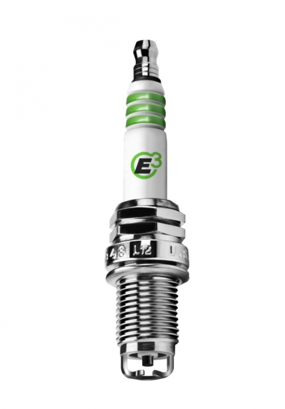 e3 spark plug on white background