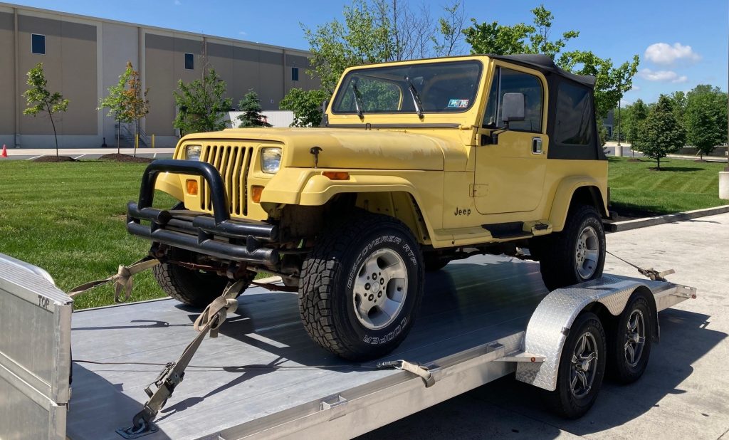 Jeep Wrangler YJ On a Car Trailer