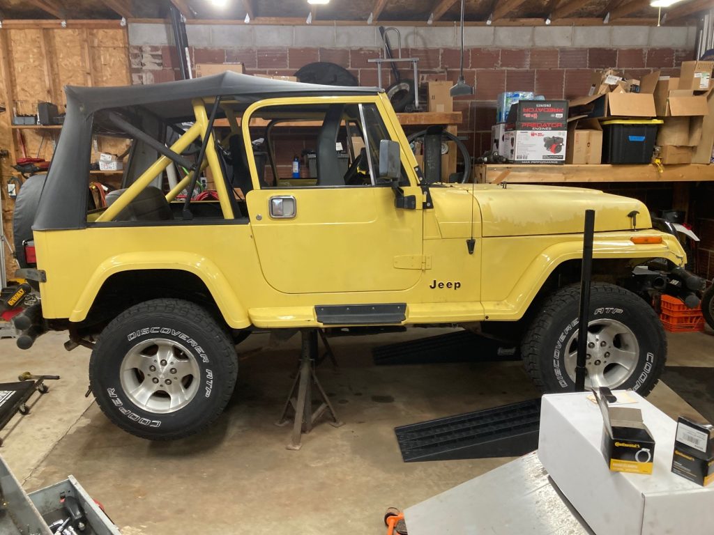 Jeep YJ Wrangler on Jackstands