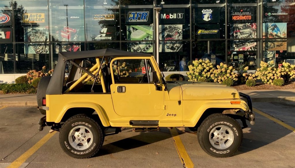 Yellow Jeep YJ Wrangler, Side View